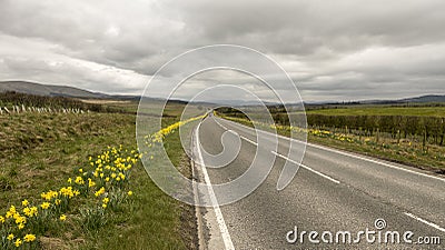 Scenic route to Edinburgh near Peebles in Scotland from M74 to A701 Stock Photo