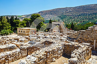 Scenic ruins of the Minoan Palace of Knossos Editorial Stock Photo