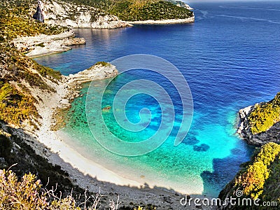 Greek Islands, Sea Cliffs, Coast Landscape, Beaches Stock Photo