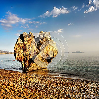 Greek Islands, Sea Cliffs, Coast Landscape, Beaches Stock Photo