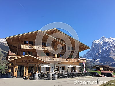 Scenic shot of the Aspen Alpine Lifestyle Hotel in Grindelwald, Switzerland Editorial Stock Photo