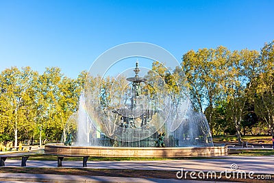 Scenic shot of the fountain of the continents in the city of Mendoza, Argentina Editorial Stock Photo