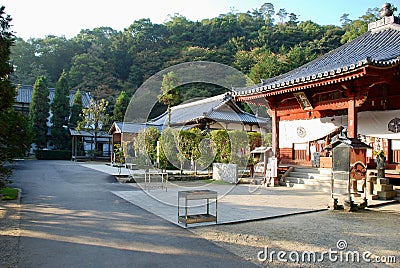 Scenic shot of the Japanese temple taken during the Shikoku 88 temple pilgrimage. Editorial Stock Photo