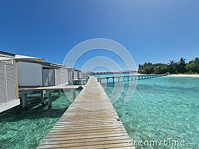 Scenic shot of the Laccadive Sea from Cinnamon Hakuraa Huraa resort in the Maldives Editorial Stock Photo