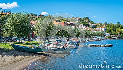 Scenic sight in Marta, on the Bolsena Lake, province of Viterbo, Lazio. Editorial Stock Photo
