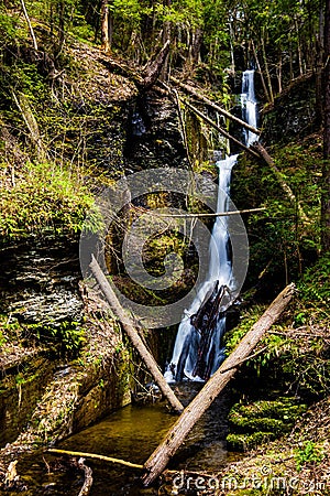 Scenic Silverthread falls of Dingmans ferry in spring Stock Photo