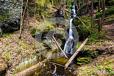 Scenic Silverthread falls of Dingmans ferry in spring Stock Photo