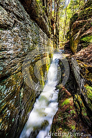 Scenic Silverthread falls of Dingmans ferry in spring Stock Photo