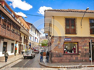 Scenic streets of historic city center in Cuzco Editorial Stock Photo