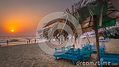 Scenic sunset by the Arabian Sea at Condolim, Goa, India Stock Photo