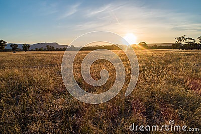 Scenic sunset in Australian outback. Stock Photo