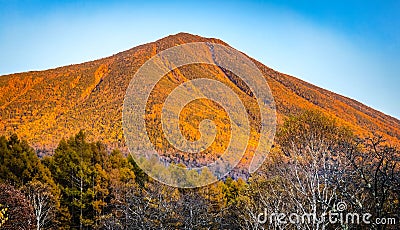 Scenic sunset at fall at Mount Nantai in Nikko national park Stock Photo