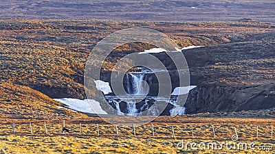Scenic unnamed waterfalls in Iceland countryside Stock Photo