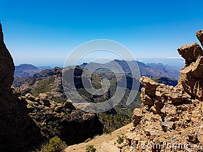Scenic vegetated mountains and valleys in spain Stock Photo