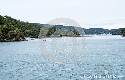 Scenic view from aboard a ferry from Friday Harbor to Orcas Island Stock Photo