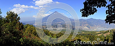 Scenic View of the Agua Volcano as seen from the slopes of the Pacaya Volcano Stock Photo
