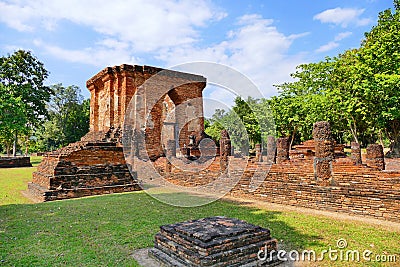 Scenic View Ancient Buddhist Temple Ruins of Wat Tuk in The Sukhothai Historical Park, Thailand Stock Photo