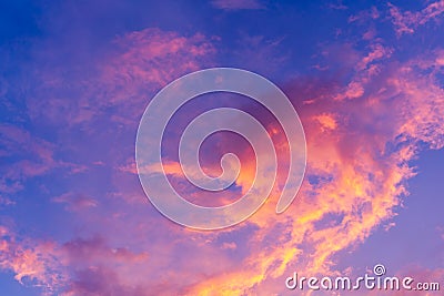 Scenic view of beautiful blue sky with clouds in sunset time Stock Photo