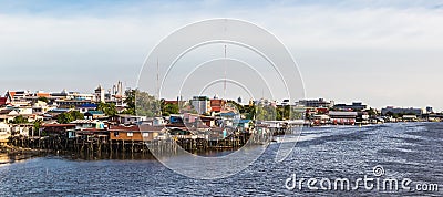 Scenic view of Chao Phraya river on Krung Thonburi Bridge Stock Photo