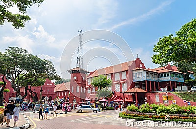 Scenic view of the Christ Church Malacca and Dutch Square Editorial Stock Photo