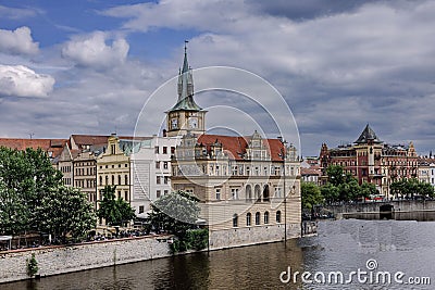 Scenic view of the cityscape of Prague, Czechia on a cloudy day Stock Photo