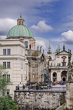 Scenic view of the cityscape of Prague, Czechia on a cloudy day Stock Photo