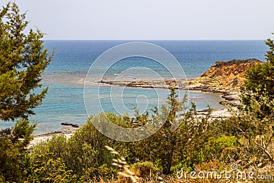 Scenic view at the coastline of Kiotari on Rhodes island, Greece Stock Photo