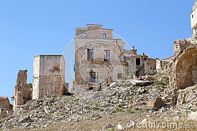 Scenic view of Craco ruins, ghost town abandoned after a landslide, Basilicata region Stock Photo