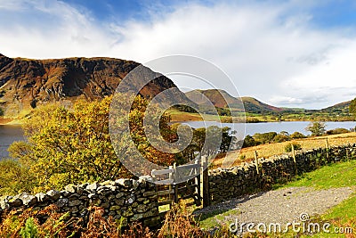 Scenic view of Crummock Water lake, located between Loweswater and Buttermere, in the Lake District in Cumbria, North West England Stock Photo