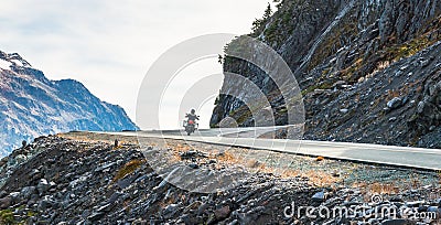 Scenic view of curve and slope asphalt road on the mountain on the day in summer season.. Stock Photo