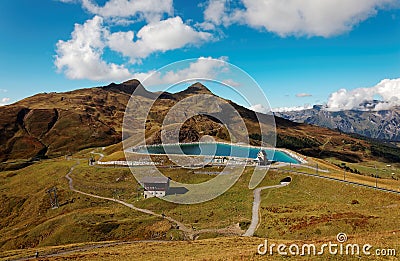 Scenic view of Fallbodensee Lake at Kleine Scheidegg in Jungfrau region, Switzerland Stock Photo