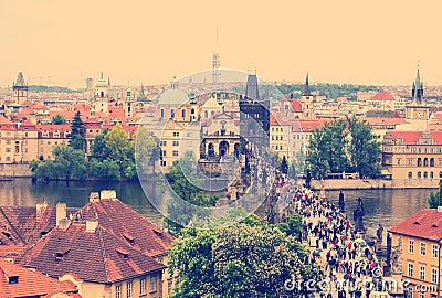 Scenic View of the famous Prague bridges Editorial Stock Photo