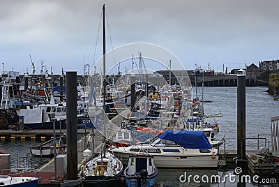 Fishing boats moored at Newlyn harbour Editorial Stock Photo