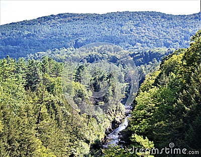 Quechee Gorge, Quechee Village, Town of Hartford, Windsor County, Vermont, United States Stock Photo