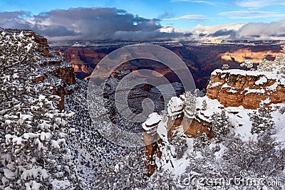 Scenic view of the Grand Canyon after a winter snow storm. Stock Photo