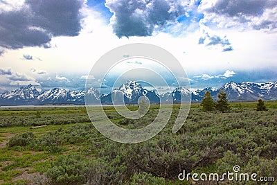 Scenic view of the grand tetons Stock Photo
