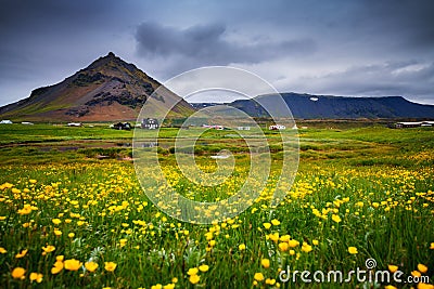 Scenic view of Hellnar fishing village ,Iceland. Stock Photo