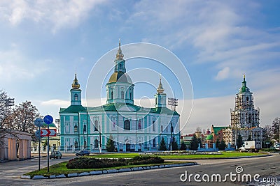 Scenic view of histirical Pokrovsky Cathedral - Cathedral of Theotokos - in Okhtyrka, Ukraine Stock Photo