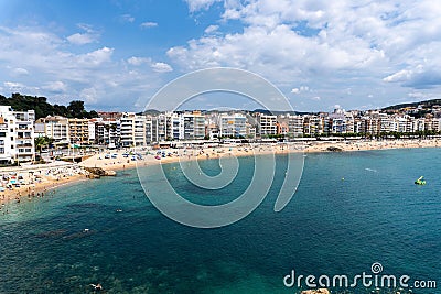 Scenic view of hotels on then green coastline on a sunny day Editorial Stock Photo