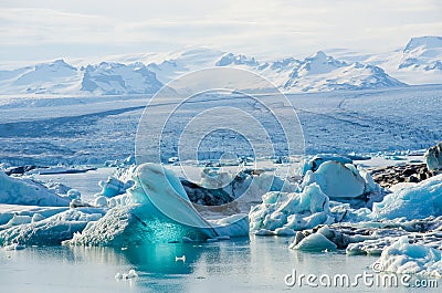 Scenic view of icebergs in Glacier Lagoon, Iceland. Stock Photo