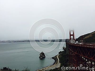 Scenic view of the iconic Golden Gate Bridge in San Francisco spanning the Pacific Ocean Editorial Stock Photo