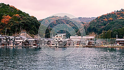 Scenic view of Ine-Cho and Funaya houses Stock Photo