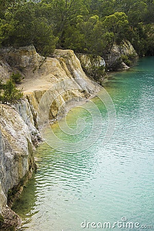 Scenic view of the Little Blue Lake in Tasmania near Gladstone Stock Photo