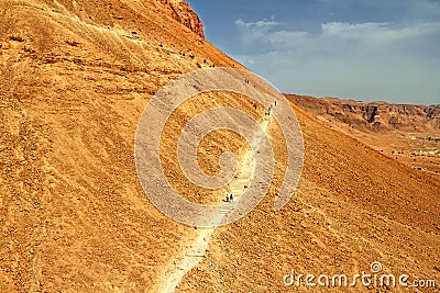 Scenic view of Masada mount in Judean desert Stock Photo