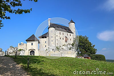 Scenic view of the medieval castle in Bobolice village. Poland Stock Photo