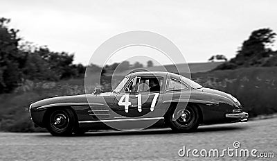 Scenic view of a Mercedes-Benz 300 SL vintage car in Pesaro, Italy Editorial Stock Photo