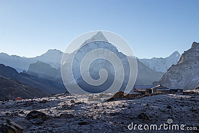 Scenic view of mount ama dablam 6,812 m one of Himalaya range at Chola pass during Everest base camp trekking in nepal Stock Photo