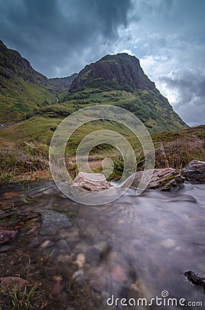Scenic view of mountains in Glen Coe, in picturesque Scottish Highlands Stock Photo