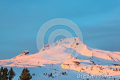 Scenic view of Mt. Hood National Forest when sunset.Portland,Oregon,usa Stock Photo