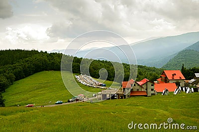 Scenic view of Muntele Rosu Red Mountain area, in Cheia - Prahova county, Romania, Ciucas Mountain part of Carpathians Mountains Editorial Stock Photo